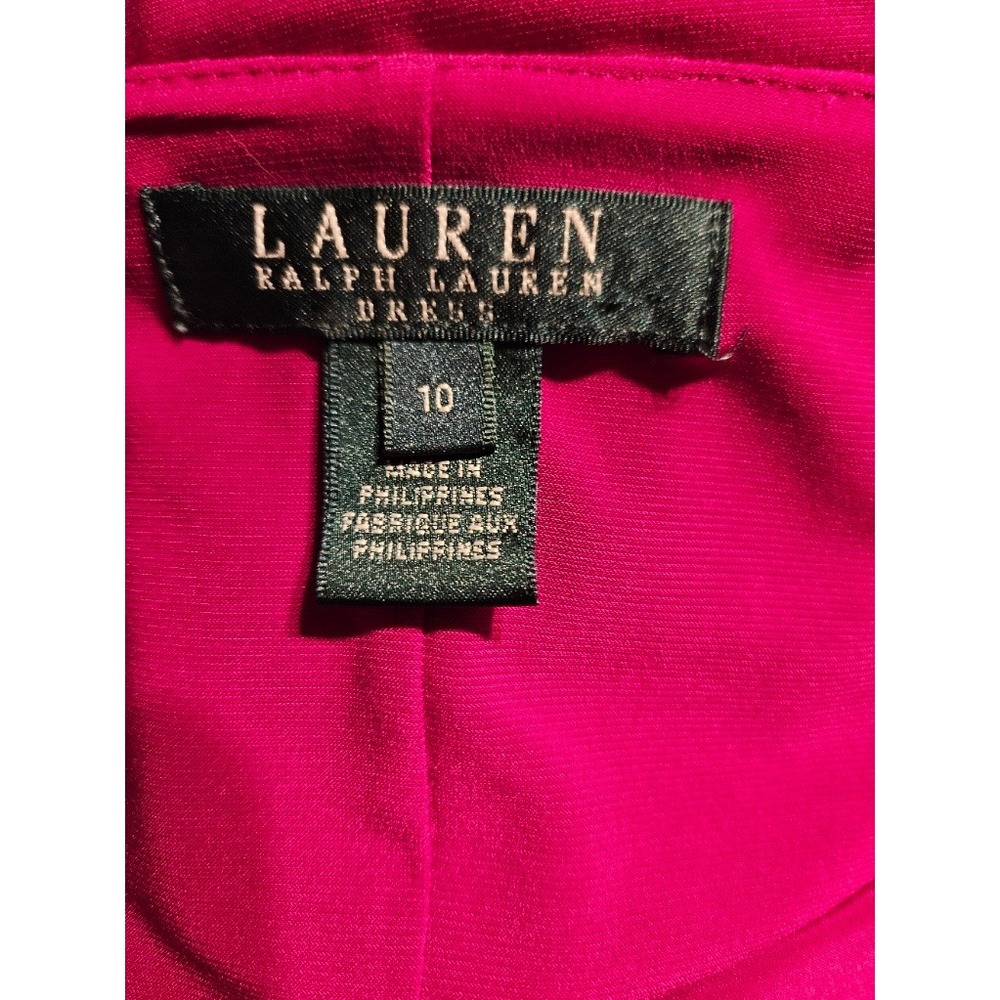 Lauren Ralph Lauren Magenta Pink Cowl Neck Ruched Sheath Dress Womens 10 - Picture 2 of 3
